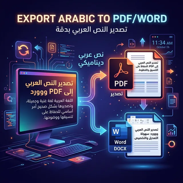 How to Export Arabic Text to PDF and Word &mdash; Free Guide 2026